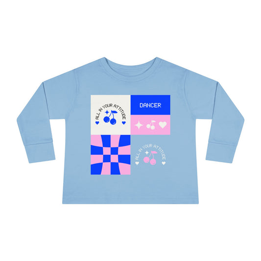 "Dancer – All in Your Attitude" Toddler Dance T-Shirt – Retro Graphic Long Sleeve Tee for Kids