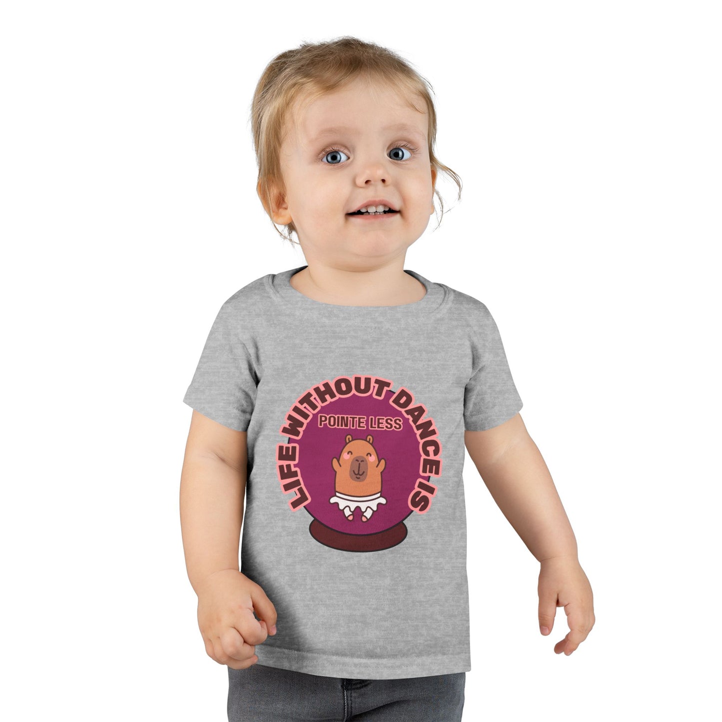 "Life Without Dance Is Pointeless" Toddler Dance T-Shirt – Cute Dancing Capybara Graphic Short Sleeve Tee for Kids