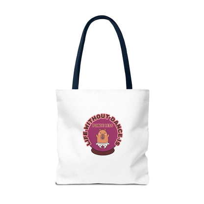 "Life Without Dance Is Pointeless" Capybara Canvas Tote Bag – Funny Dance Pun Tote for Dancers & Animal Lovers