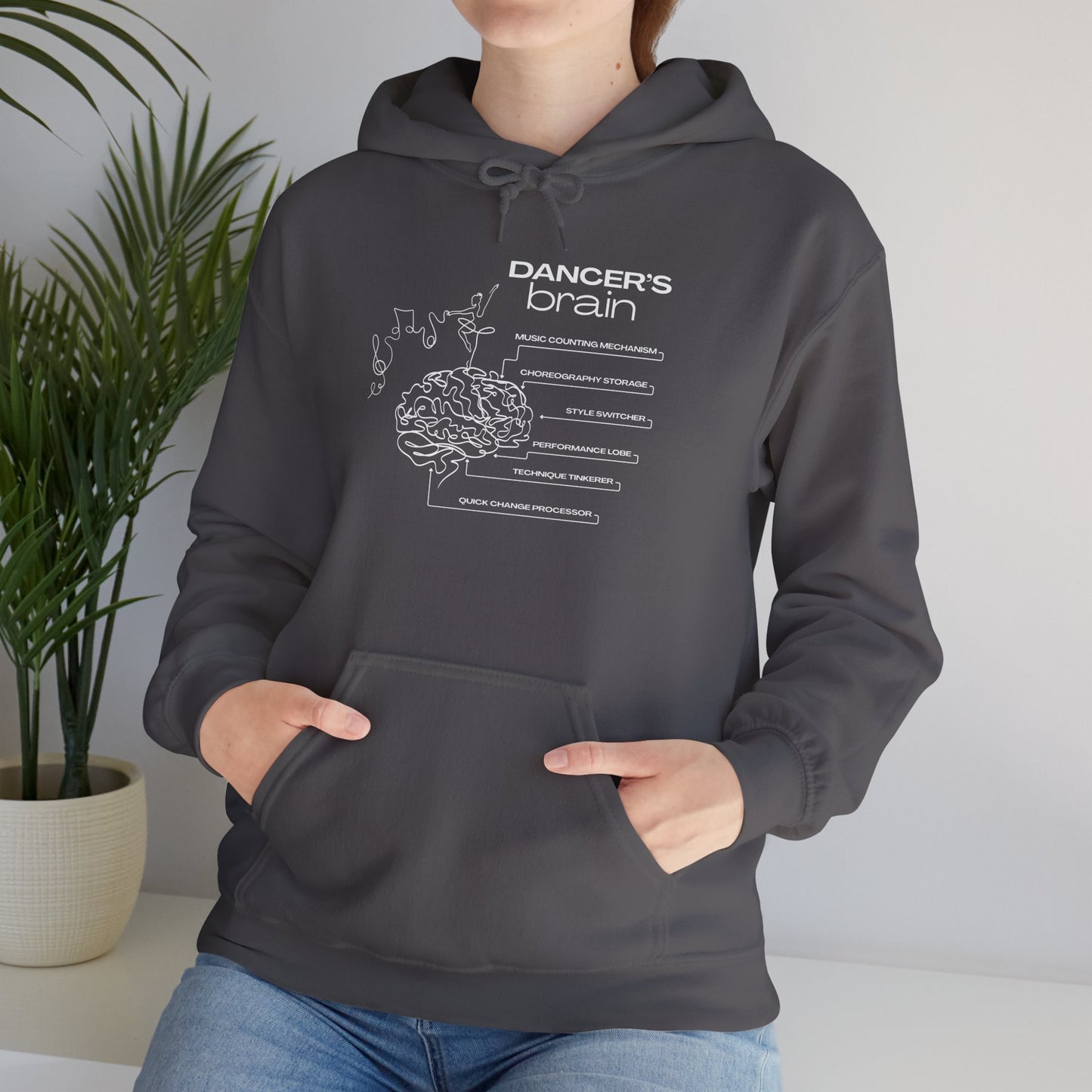 "Dancer’s Brain" Unisex Hoodie – Funny Dance-Themed Hoodie for Teens and Adults with Personalization Option and Cute Dancer Brain Graphic