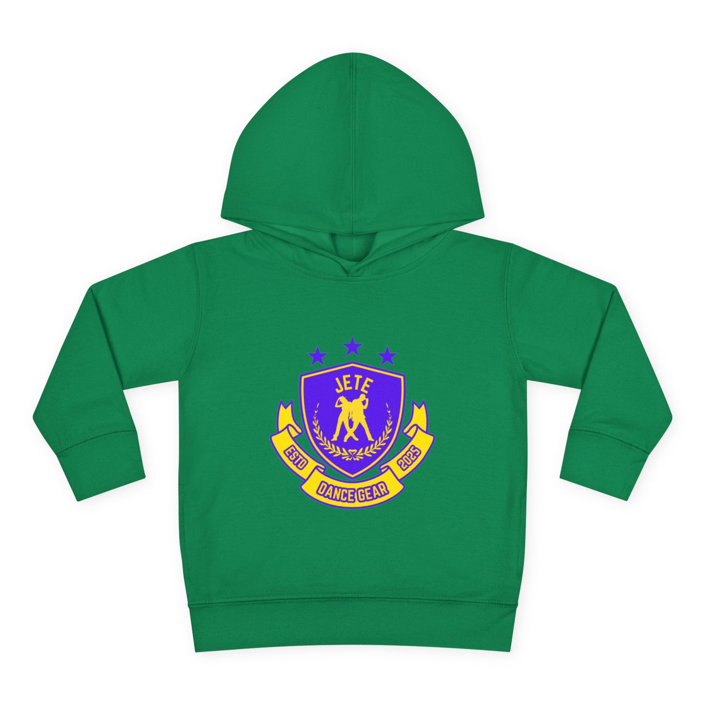 "Jeté Dance Gear" Toddler Pullover Fleece Hoodie – Collegiate-Inspired Dancer Graphic Sweatshirt for Kids