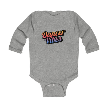 "Dancer Vibes" Infant Long Sleeve Bodysuit – Colorful Text Graphic Baby Dance Outfit for Jeté Shop