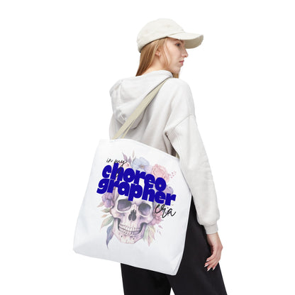 In My Choreographer Era Tote Bag with Colored Handles – Pastel Floral Skull Dance-Inspired Carryall