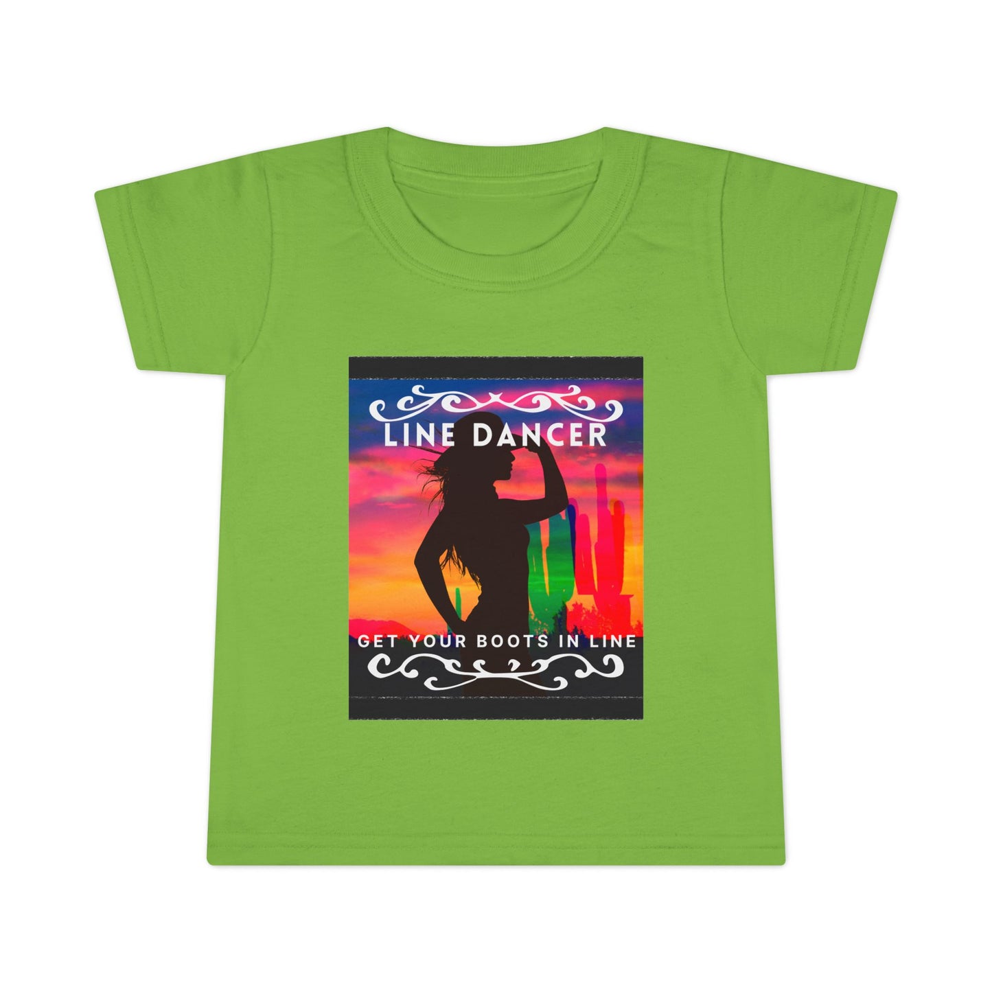 "Line Dancer – Get Your Boots in Line" Toddler Dance T-Shirt – Western-Inspired Short Sleeve Tee for Kids