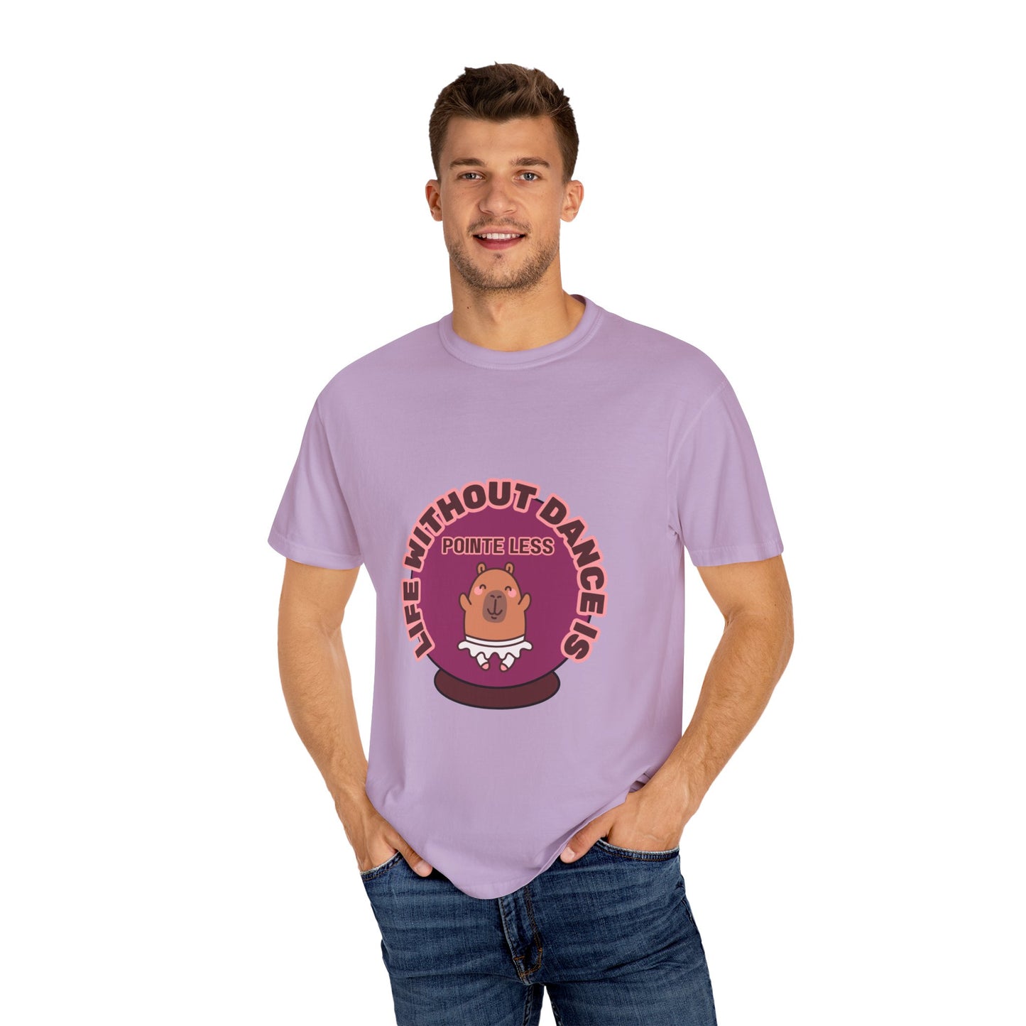 "Life Without Dance is Pointeless" Unisex Garment-Dyed T-Shirt – Cute Dancing Capybara Graphic Tee – Funny Dance Shirt for Animal Lovers & Performers