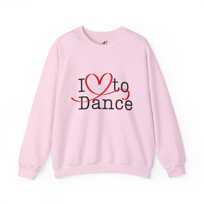 "I Love to Dance" Unisex Crewneck Sweatshirt – Dance Lover Gift with Hand-Drawn Heart Graphic