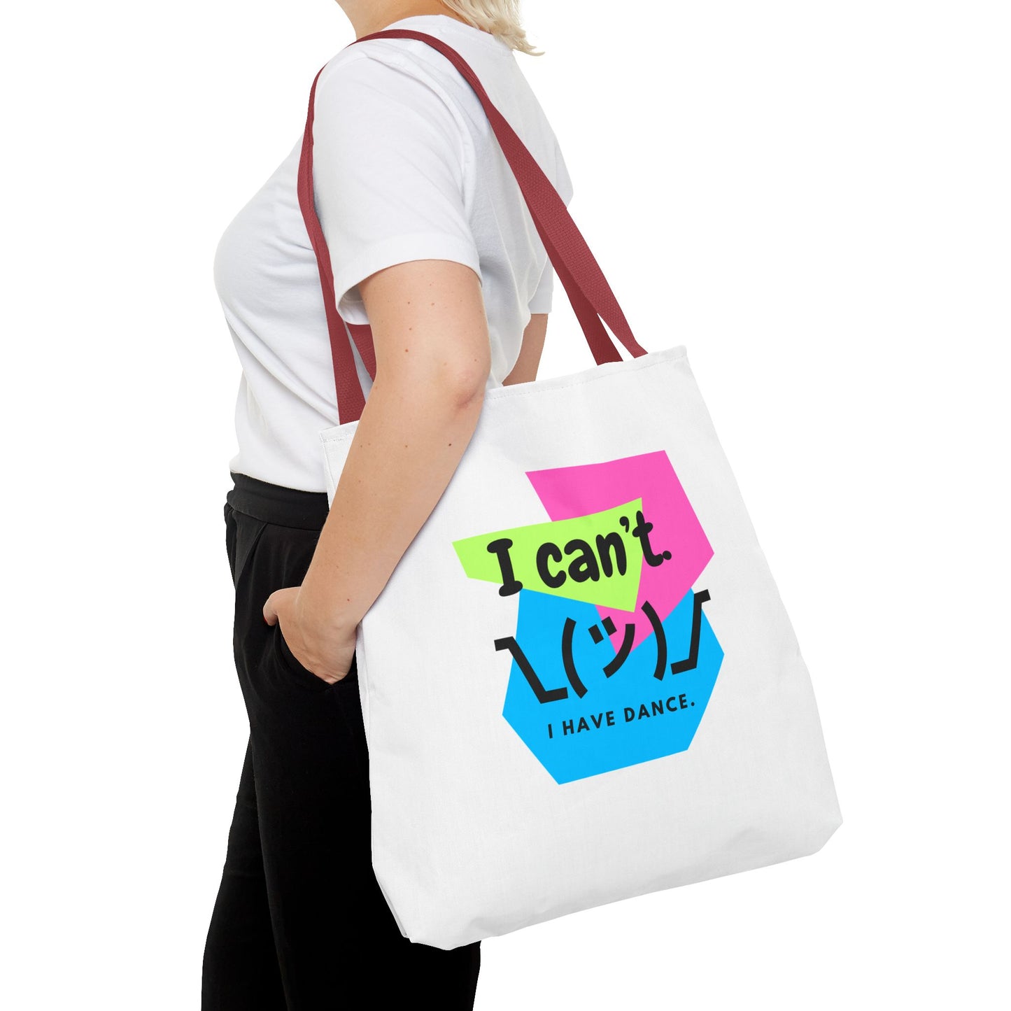 "I Can't. I Have Dance." – 80s Retro Emoji Canvas Tote Bag for Dancers | Funny Dance Quote Reusable Shoulder Bag