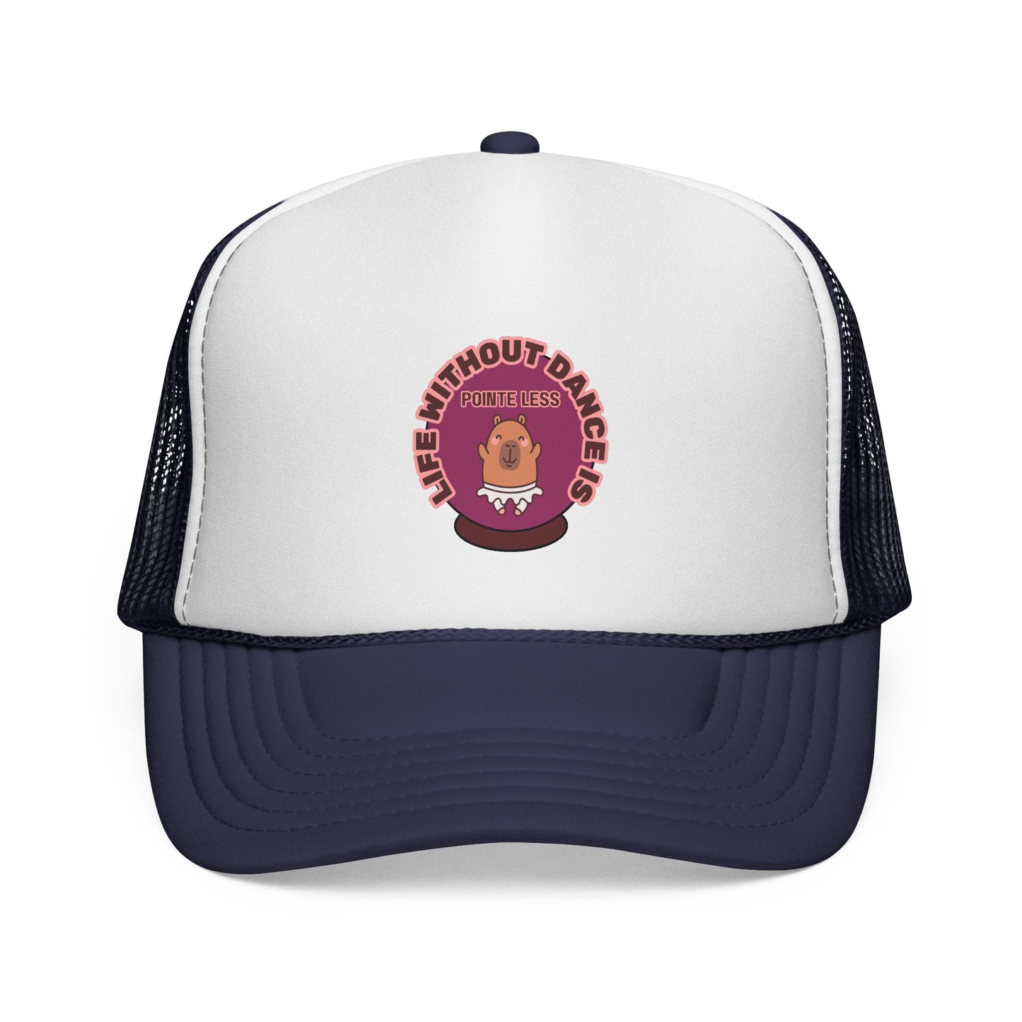 "Life Without Dance is Pointeless" Trucker Hat – Cute Dancing Capybara Graphic, Funny Unisex Dance Hat
