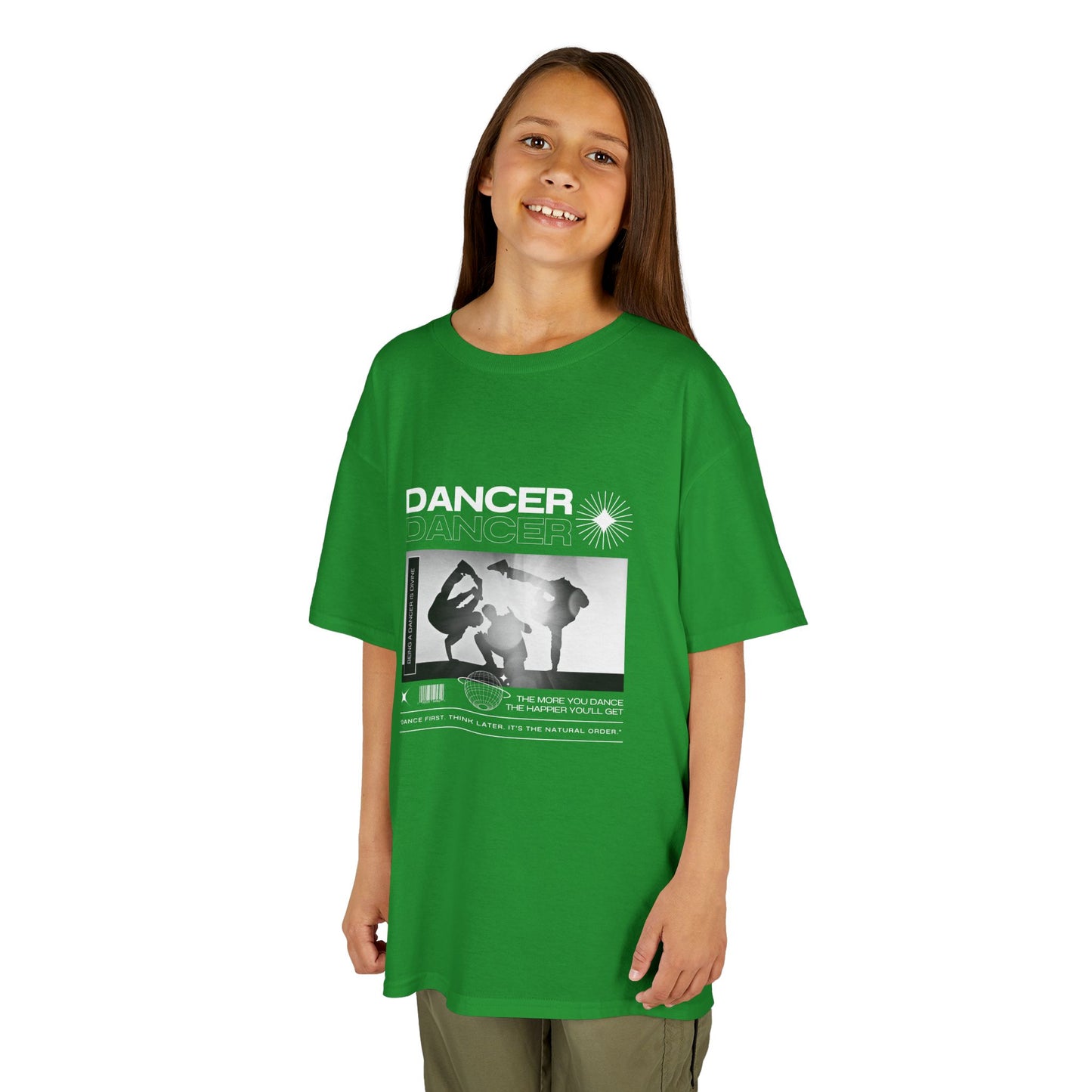 "Dancer" Youth Short Sleeve Tee – Streetwear-Style Breakdancer Graphic Hip Hop Dance Kids T-Shirt