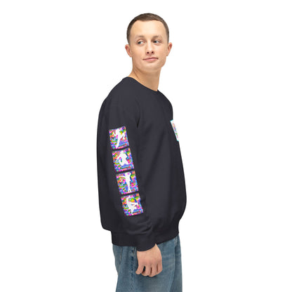 Levels Premium Collection Dance Crewneck Sweatshirt – Vibrant Unisex Streetwear Pullover with "Levels Pictures Textures" Front Text and Dancer Silhouettes on Sleeves