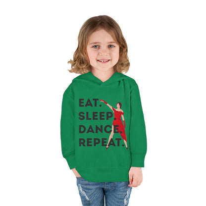 "Eat Sleep Dance Repeat" Toddler Dance Hoodie – Bold Dancer Graphic Fleece Pullover for Kids