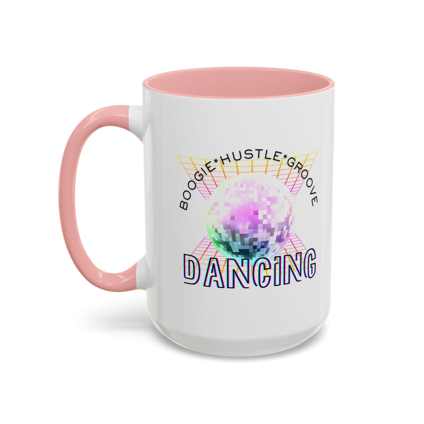 "Boogie, Hustle, Groove - Dancing" Disco Accent Coffee Mug – Fun Retro Dance Gift for Coffee Lovers