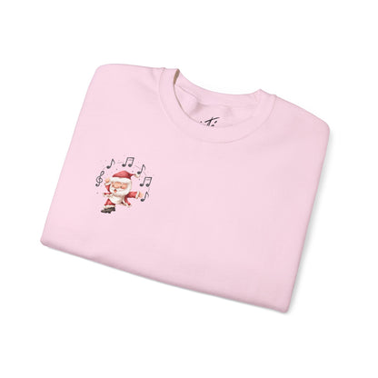 “5-eee and a 6-eee and a Ho, Ho, Ho”  ADULT SWEATSHIRT Unisex Heavy Blend Crewneck with Playful Dancing Santa Front & Back – Festive Christmas Dance Sweatshirt for Dancers & Studios