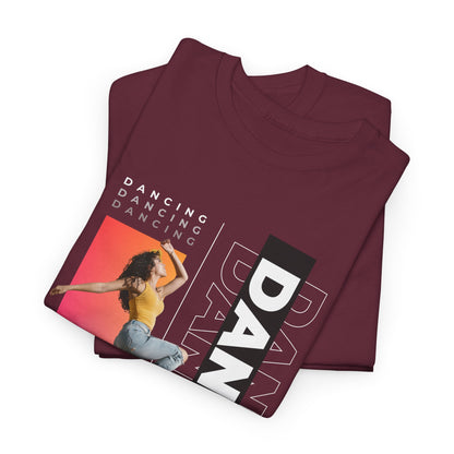 “Dancing” Streetwear-Inspired Female Dancer Unisex Heavy Cotton Tee – Urban Dance Graphic T-Shirt for Performers and Dance Lovers