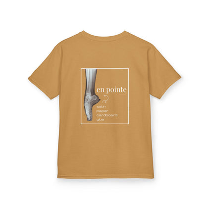 “I Dance En Pointe” Youth Short Sleeve Tee with X-Ray Ballet Foot Graphic – Personalized Dance T-Shirt for Kids, Custom Name or Studio Option