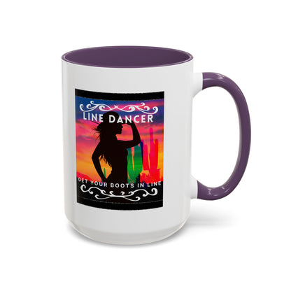 "Line Dancer" Accent Coffee Mug – Cute Cowgirl Graphic Ceramic Mug for Country Dance Lovers