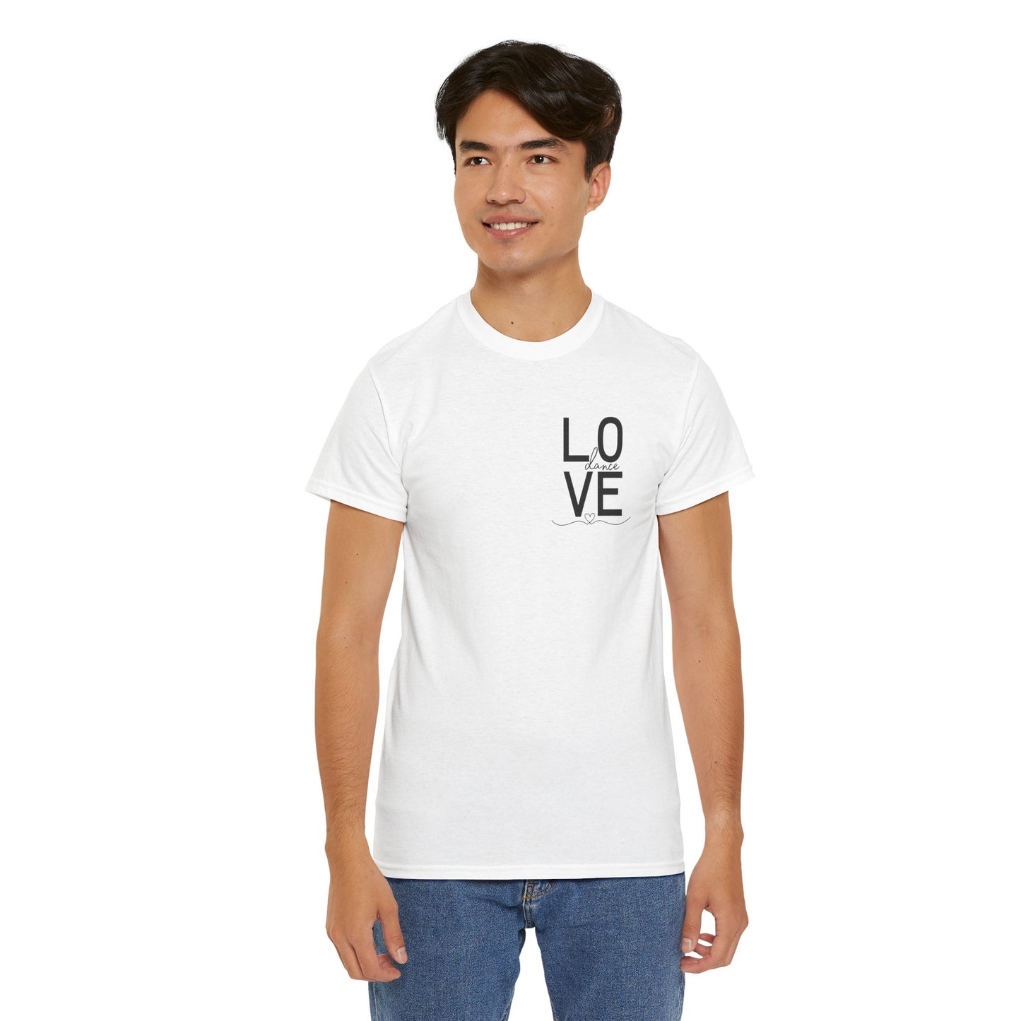 "LOVE Dance" Unisex Heavy Cotton Tee – Script Letter Graphic Dance Lover T-Shirt