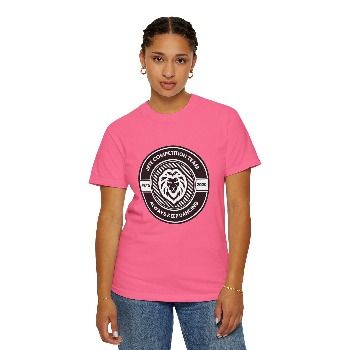 "Jeté Competition Team,  Always Keep Dancing" Unisex Garment-Dyed T-Shirt – Collegiate-Style Dance Graphic Tee – Shirt for Dancers & Teams