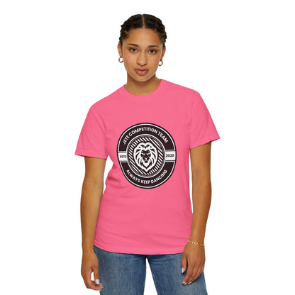 "Jeté Competition Team,  Always Keep Dancing" Unisex Garment-Dyed T-Shirt – Collegiate-Style Dance Graphic Tee – Shirt for Dancers & Teams