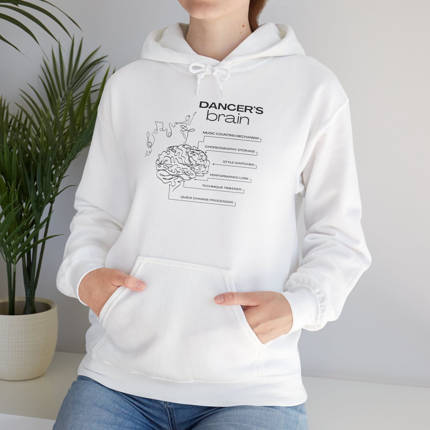 "Dancer’s Brain" Unisex Hoodie – Funny Dance-Themed Hoodie for Teens and Adults with Personalization Option and Cute Dancer Brain Graphic