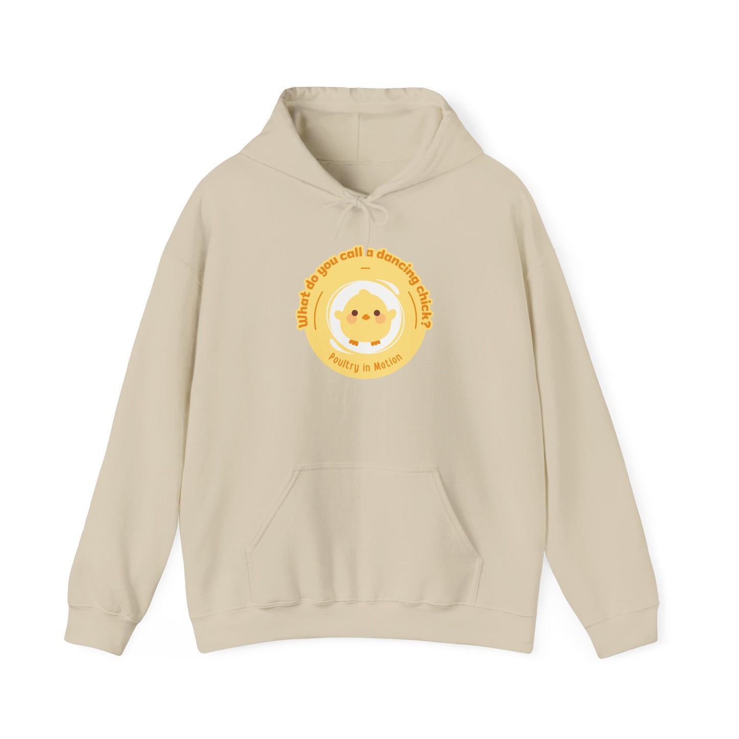 "What do you call a dancing chick? Poultry in Motion" Unisex Dance Hoodie – Funny Dancing Chick Graphic Sweatshirt for Dancers