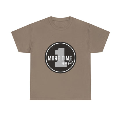 "One More Time is a Lie" Unisex Heavy Cotton Tee – Bold Emblem Dance Graphic Shirt for Dancers, Performers & Rehearsal Warriors