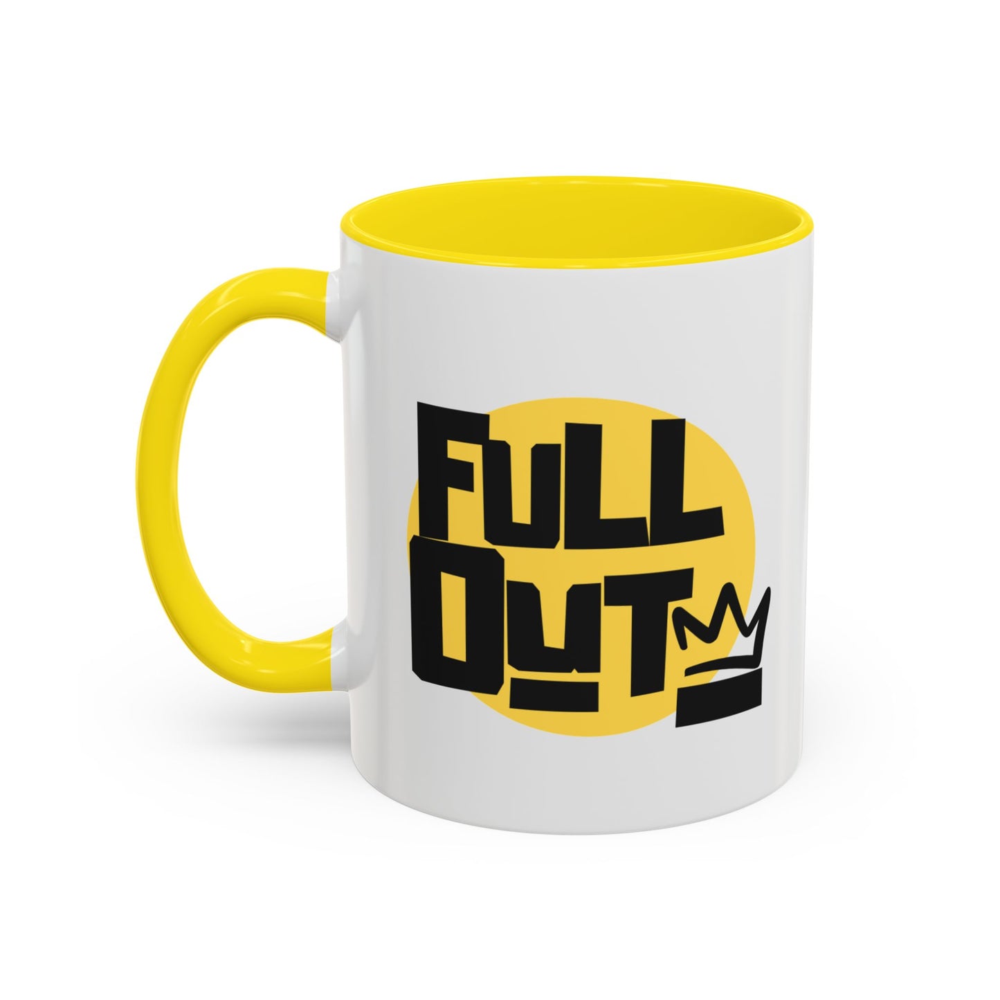 "Full Out" Accent Coffee Mug – Streetwear Dance Mug with Crown Graphic for Dancers