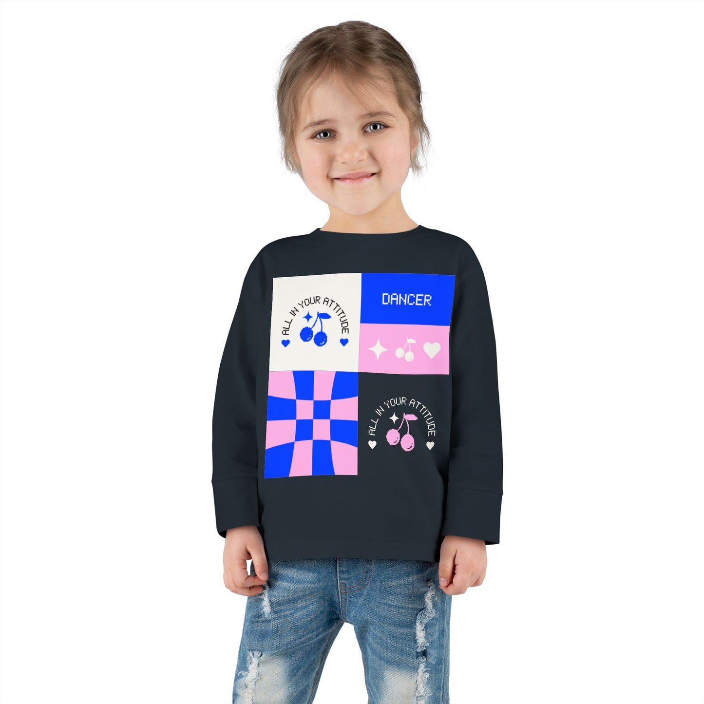 "Dancer – All in Your Attitude" Toddler Dance T-Shirt – Retro Graphic Long Sleeve Tee for Kids