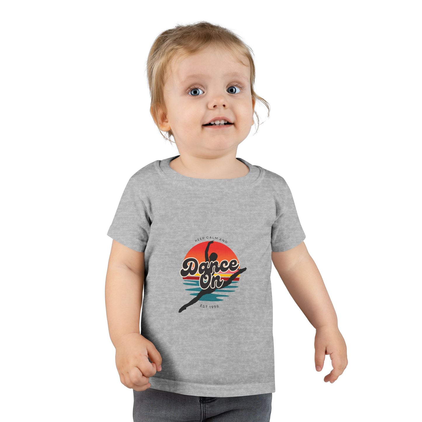 "Keep Calm and Dance On" Toddler Dance T-Shirt – Retro Graphic Short Sleeve Tee for Kids