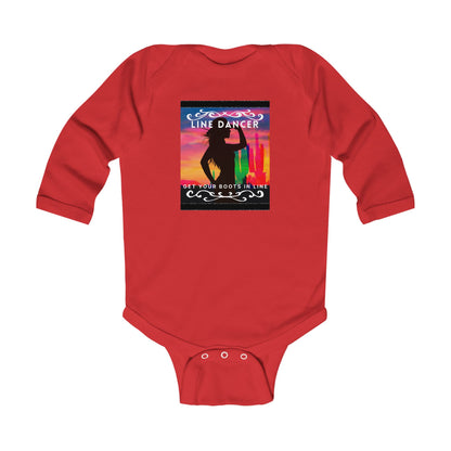 "Line Dancer, Get Your Boots in Line" Infant Long Sleeve Bodysuit – Western-Inspired Dance Graphic Baby Outfit for Country-Loving Families