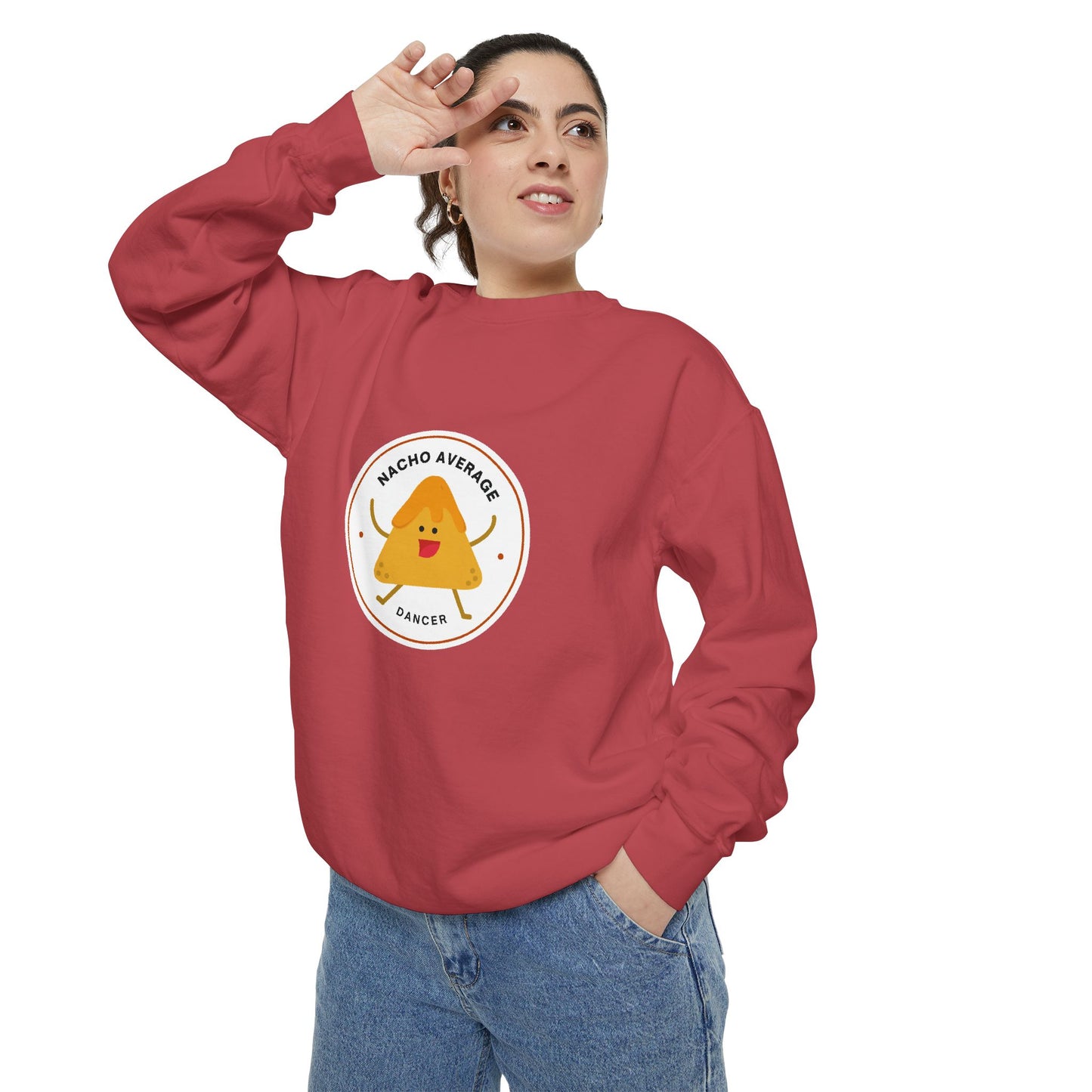 "Nacho Average Dancer" Unisex Lightweight Crewneck Sweatshirt – Cute Dance Pun Pullover with Fun Nacho Graphic for Dancers & Foodie Fans