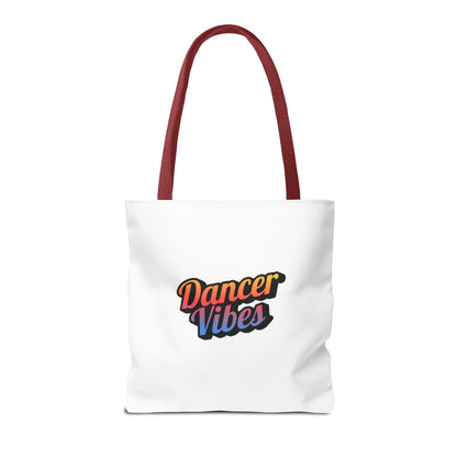 "Dancer Vibes" Canvas Tote Bag – Bold Dance-Themed Text Graphic Bag for Dancers, Students & Everyday Use