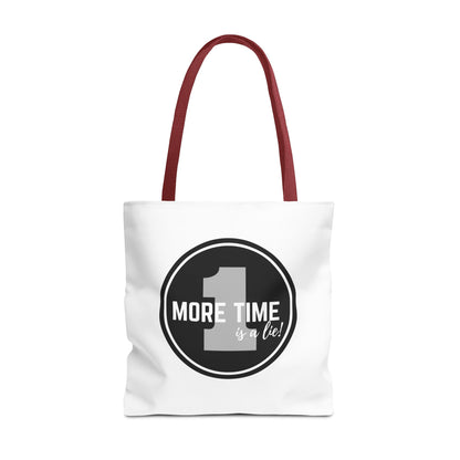 "One More Time is a Lie" Dance Tote Bag – Bold Emblem Graphic Canvas Bag for Dancers, Rehearsals & Everyday Use