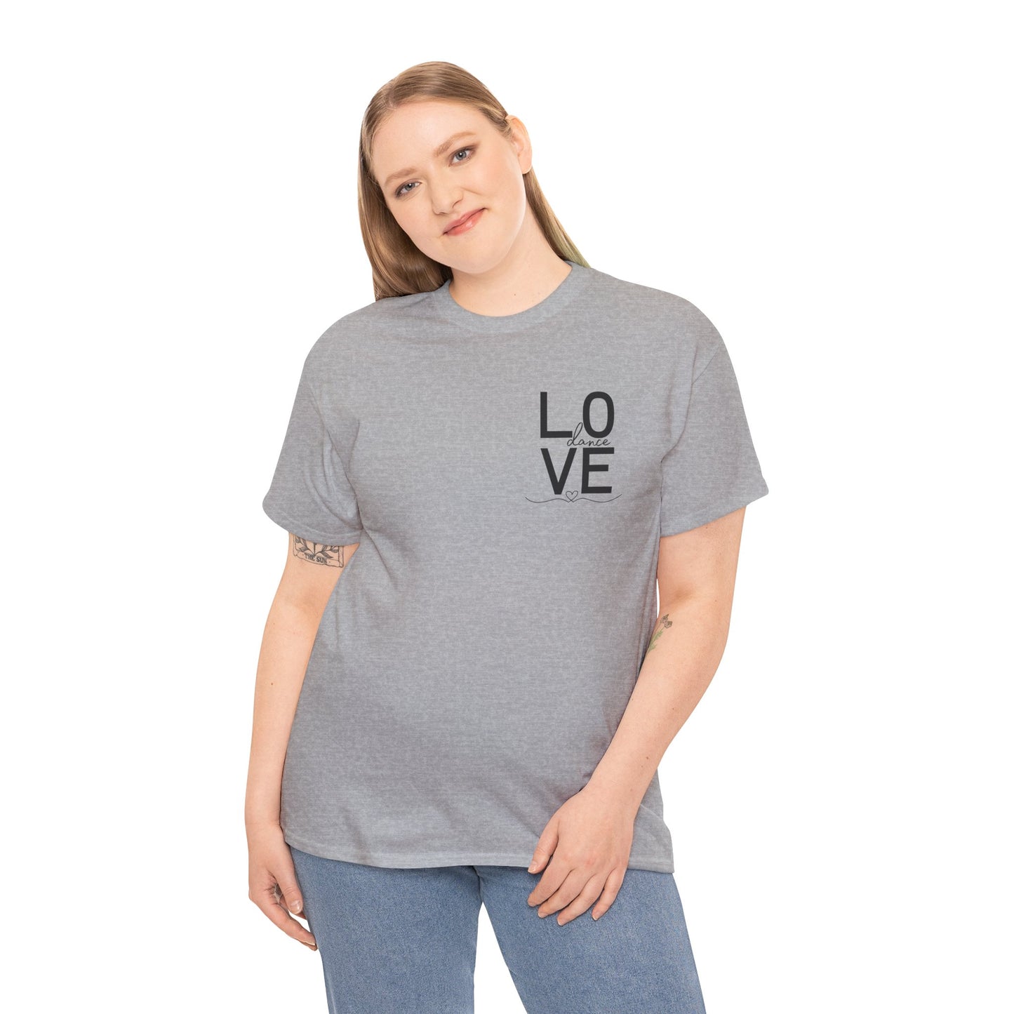 "LOVE Dance" Unisex Heavy Cotton Tee – Script Letter Graphic Dance Lover T-Shirt