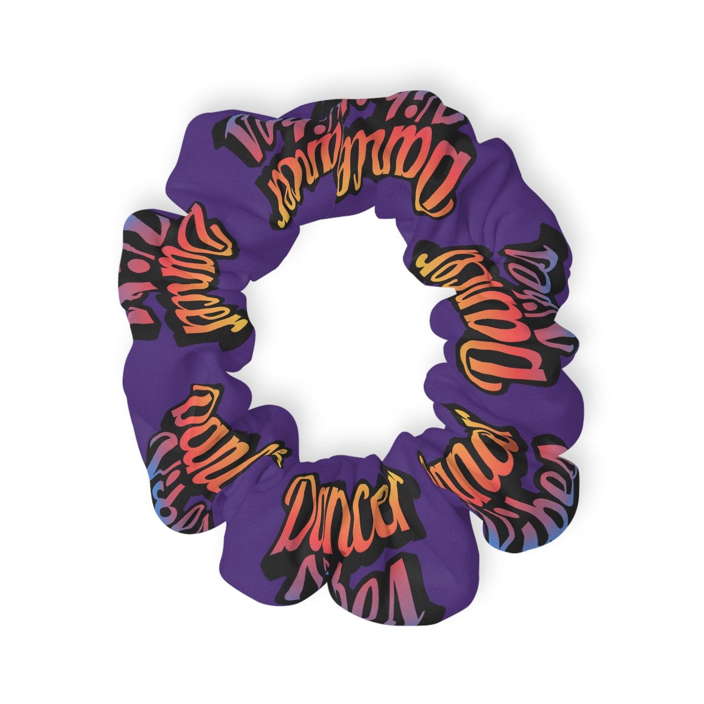 “Dancer Vibes” Scrunchie – Colorful Text Dance Hair Accessory for Performers and Dance Lovers