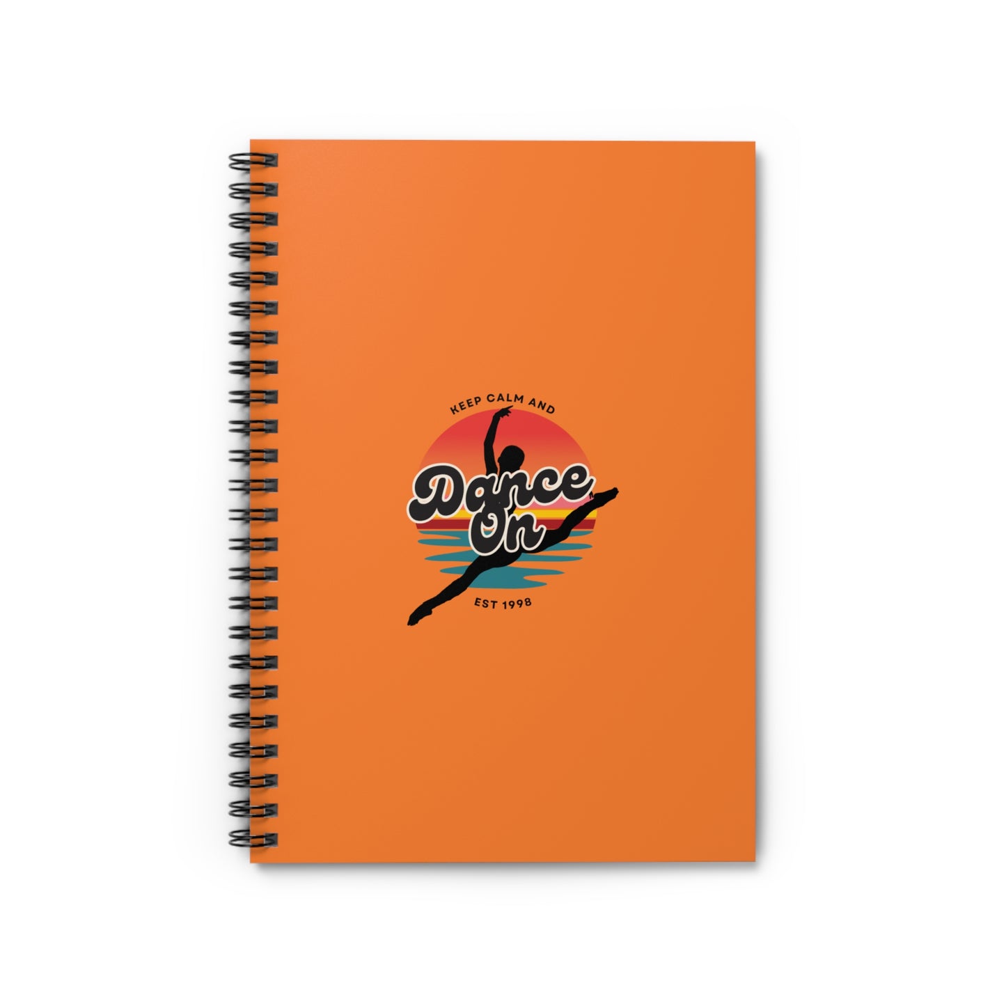 "Keep Calm and Dance On" Spiral Notebook – Retro Dance Journal with Colorful Graphic for Dancers, Students & Creative Writers