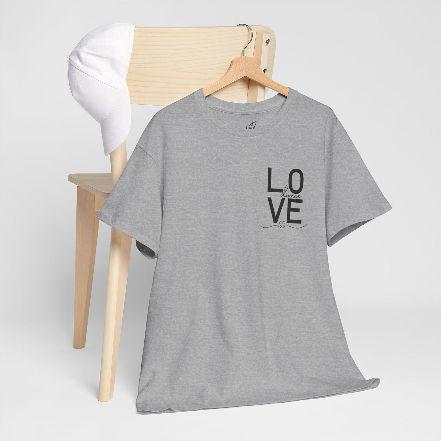 "LOVE Dance" Unisex Heavy Cotton Tee – Script Letter Graphic Dance Lover T-Shirt