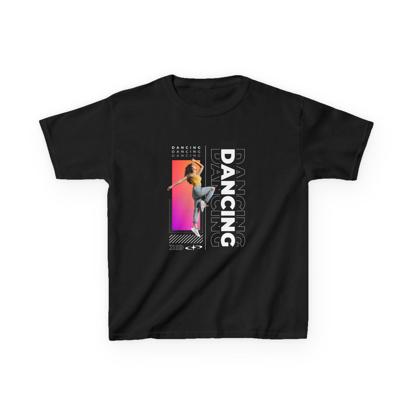 "Dancing" Youth Short Sleeve T-Shirt – Streetwear-Inspired Design with Female Dancer Graphic – Trendy Dance Apparel for Kids