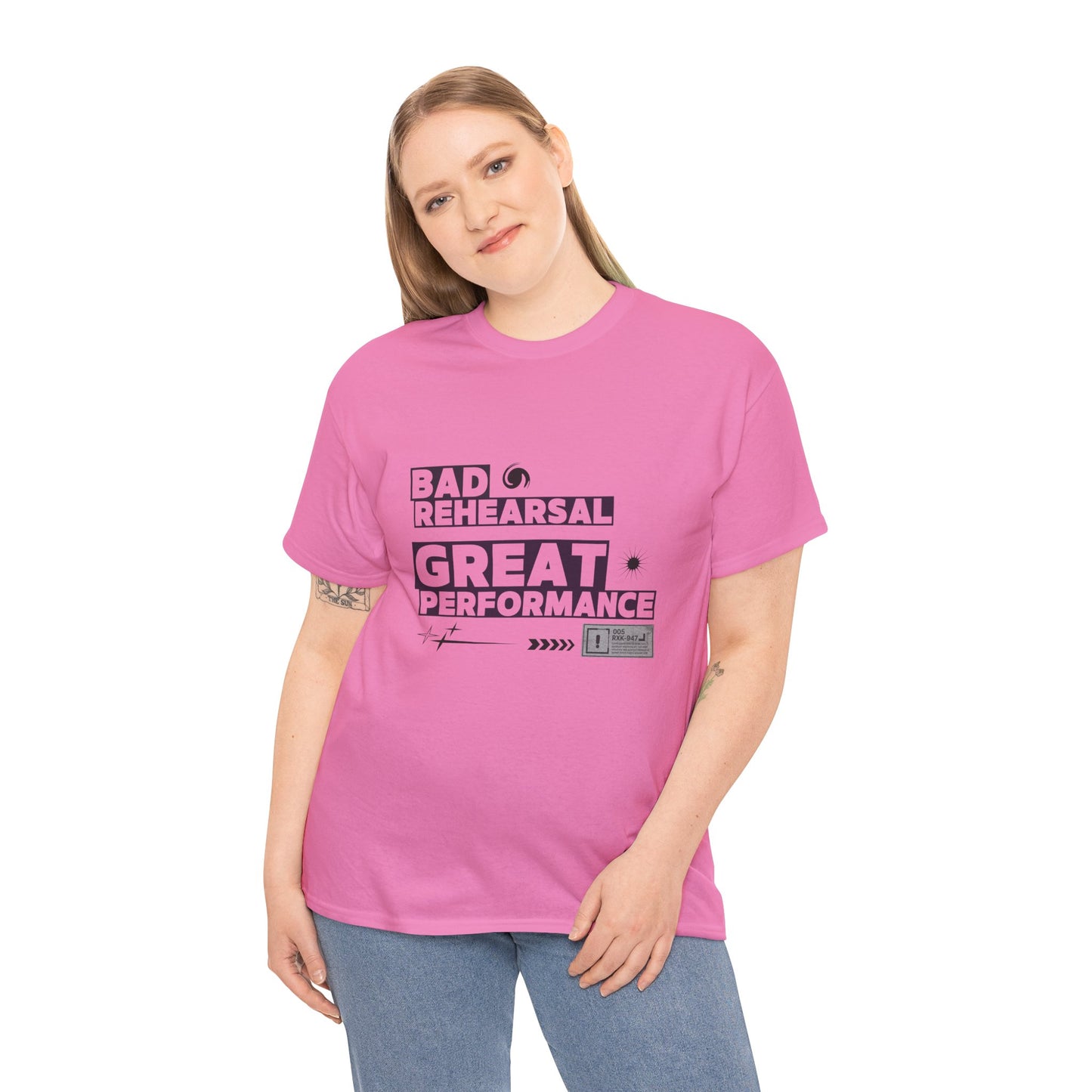 "Bad Rehearsal, Great Performance" Dance Quote Tee – Unisex Heavy Cotton T-Shirt with Streetwear-Inspired Graphic for Dancers
