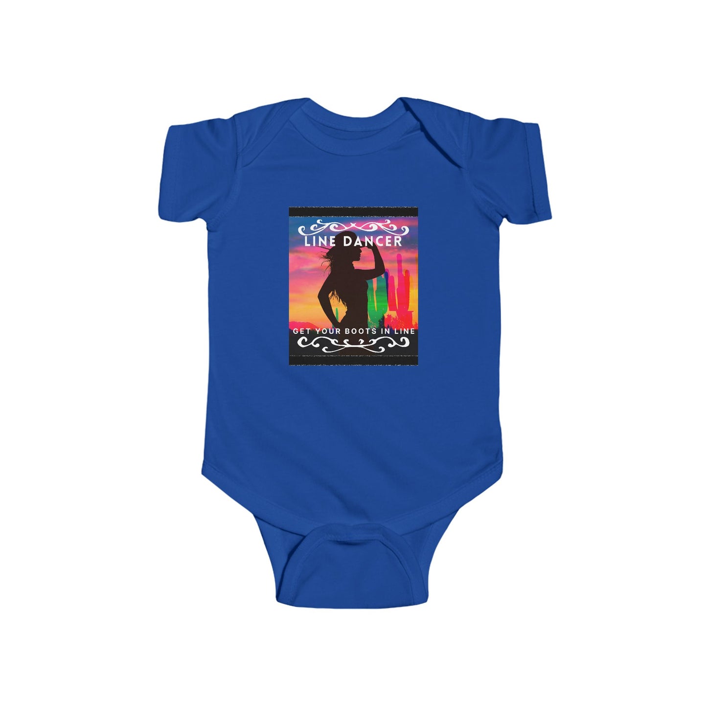 "Line Dancer, Get Your Boots in Line" Western-Inspired Graphic – Infant Fine Jersey Bodysuit