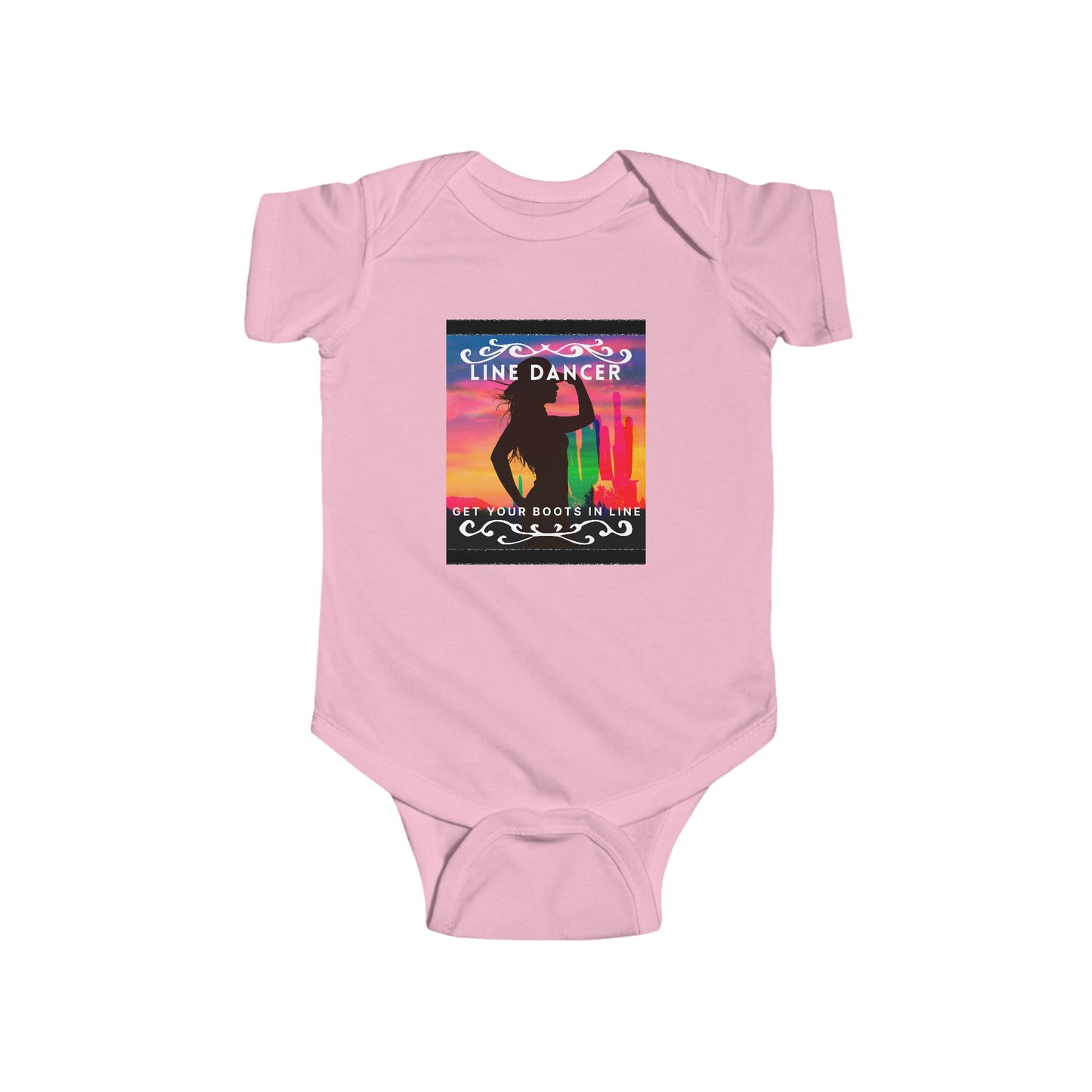 "Line Dancer, Get Your Boots in Line" Western-Inspired Graphic – Infant Fine Jersey Bodysuit