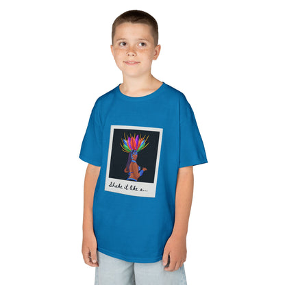 "Shake It Like a..." Youth Short Sleeve Tee – Carnival-Inspired Samba Dancer Graphic Dance Shirt for Kids