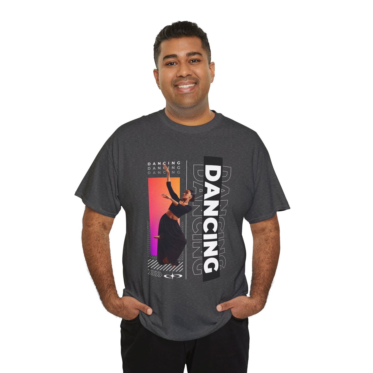 “Dancing” Streetwear-Inspired Female Dancer Unisex Heavy Cotton Tee – Urban Dance Graphic T-Shirt for Performers and Dance Lovers