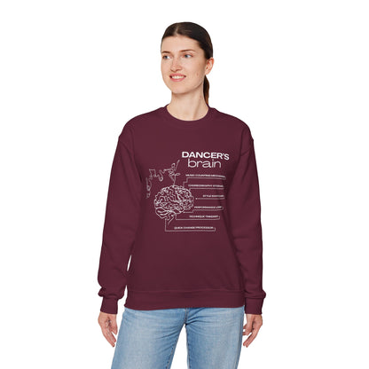 “Dancer’s Brain” Funny Dance Anatomy Sweatshirt – Unisex Heavy Blend Crewneck with Optional Name or Studio Personalization