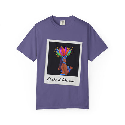 "Shake It Like a Samba Star" Unisex Garment-Dyed Dance T-Shirt – Bold Carnival-Inspired Graphic Tee for Dancers