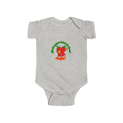 "What's a Pepper's Favorite Dance? Salsa!" Infant Short Sleeve Bodysuit – Cute Dance Pun Graphic Baby Outfit for Jeté Dance Fans