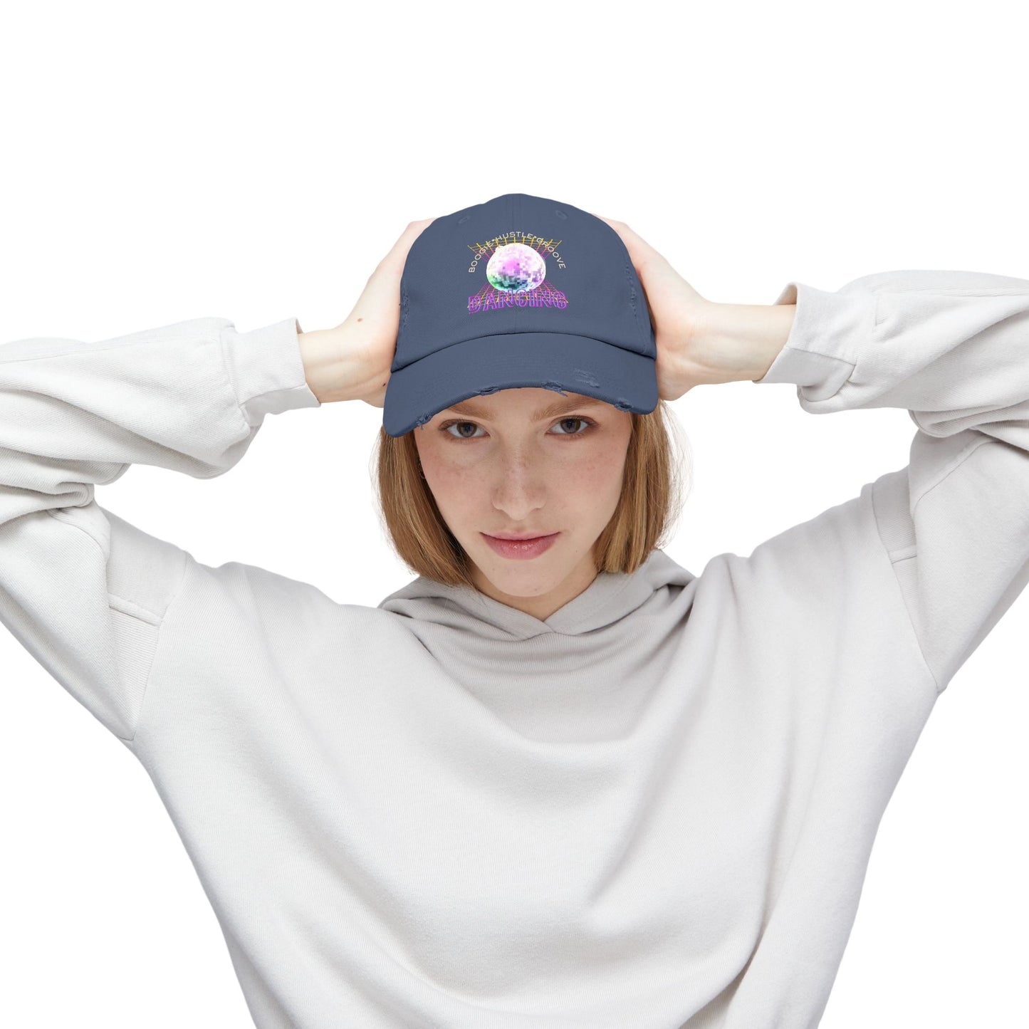 "Boogie, Hustle, Groove - Dancing" Streetwear Embroidered Design – Unisex Distressed Dance Cap