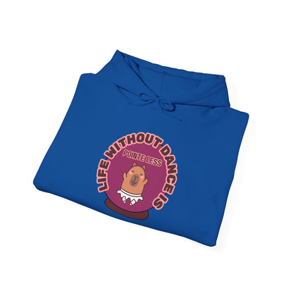 “Life Without Dance is Pointeless" Unisex Heavy Blend Hooded Sweatshirt – Cute Capybara Graphic Hoodie for Adults and Teens