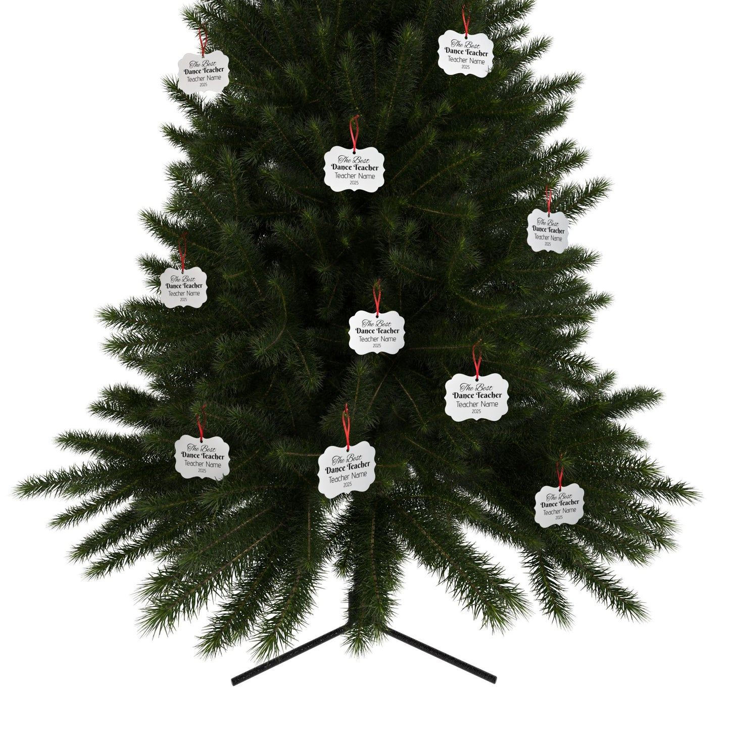 “The Best Dance Teacher” Personalized Aluminum Ornament – Custom Name & Year Ballet Teacher Christmas Gift (Dance Teacher Appreciation Holiday Ornament)