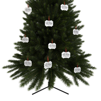 “The Best Dance Teacher” Personalized Aluminum Ornament – Custom Name & Year Ballet Teacher Christmas Gift (Dance Teacher Appreciation Holiday Ornament)